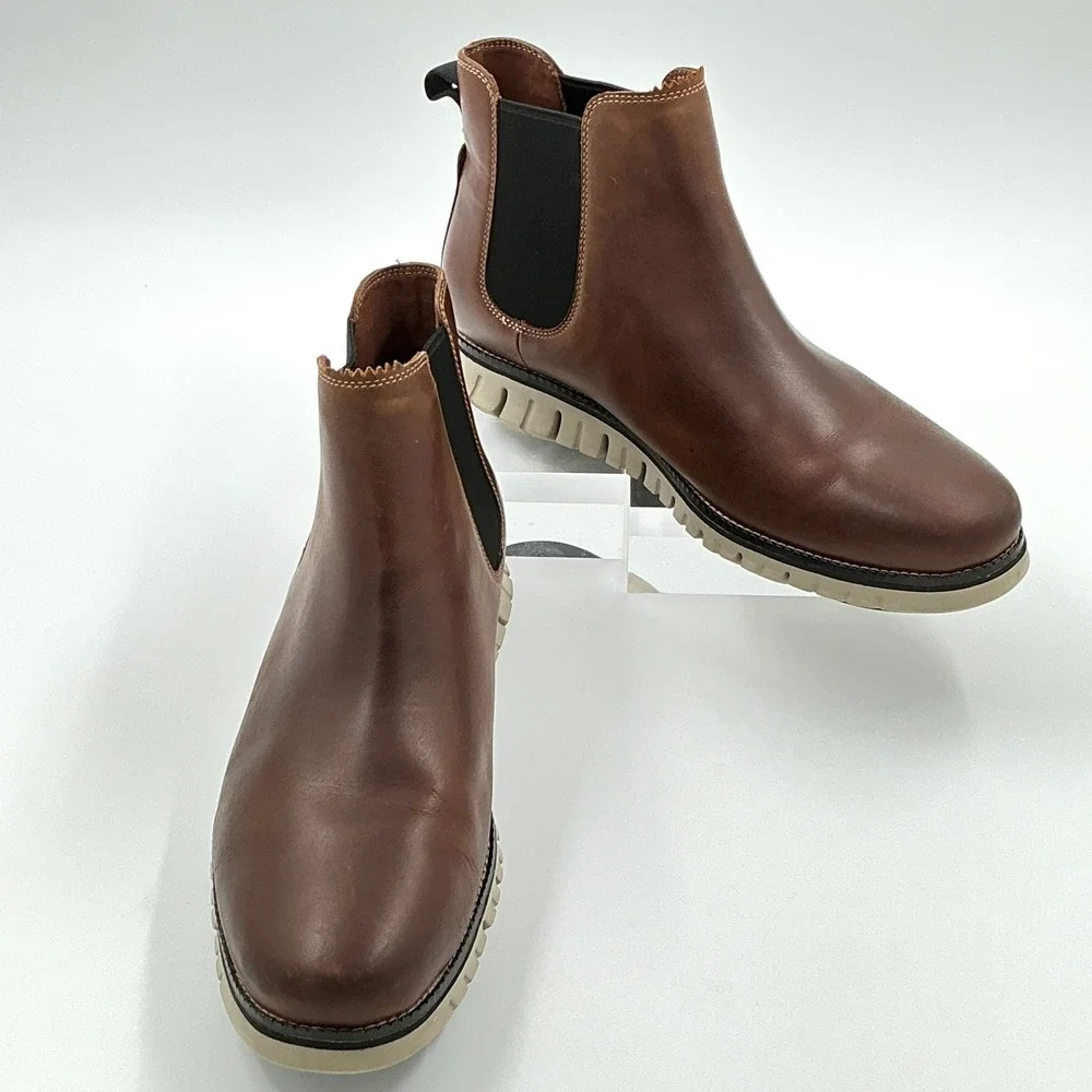Cole Haan Mens Size 11.5 Wide 11.5W Waterproof Chelsea Boot Brown Leather